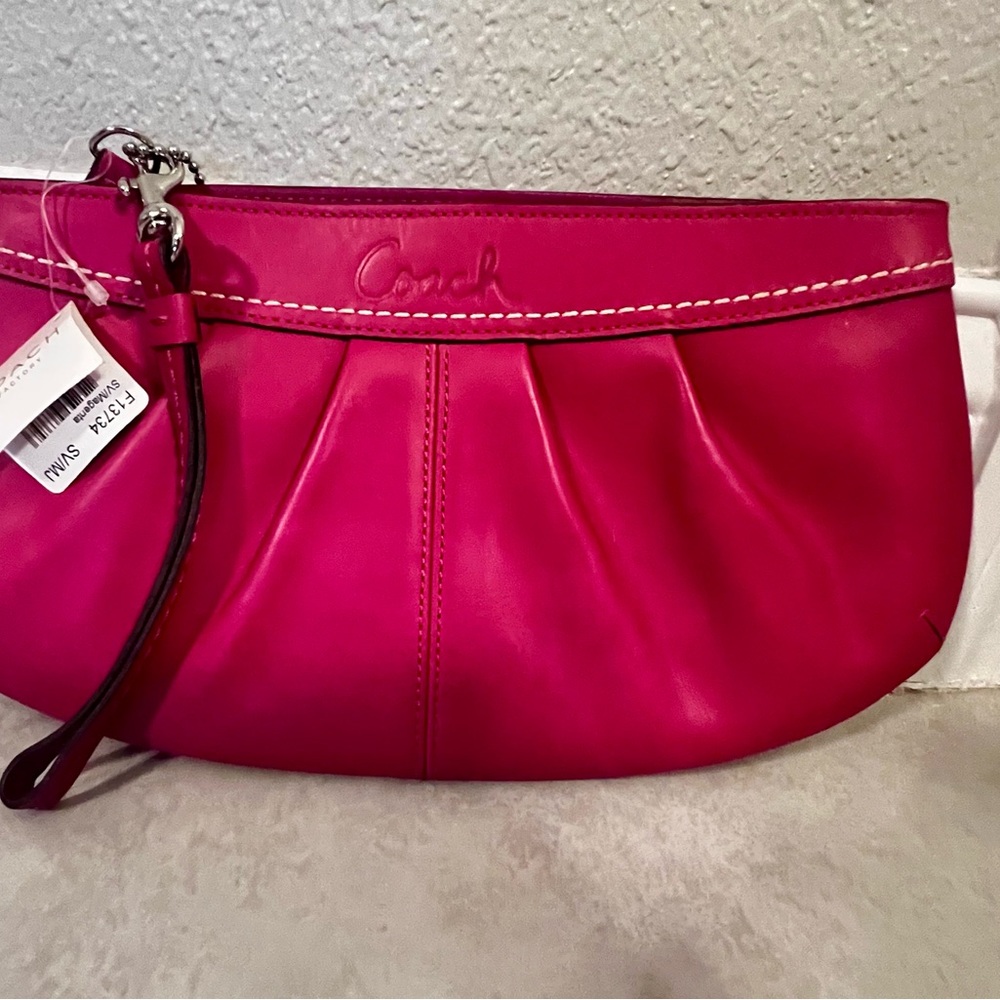 Coach Fuchsia Leather Wristlet